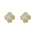 Baguette Flower Stud Diamond Earrings British Made 9ct Yellow Gold 375 Hallmark