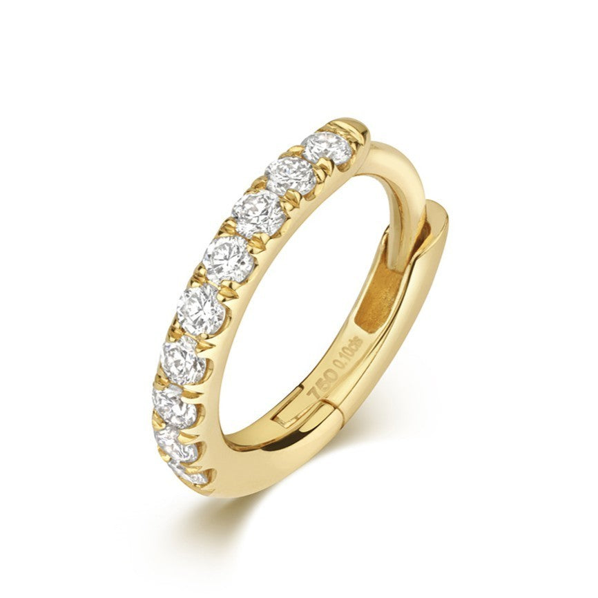 7.8mm 9 Natural Diamond Hoop Earring 18ct Yellow Gold Hallmarked British Made
