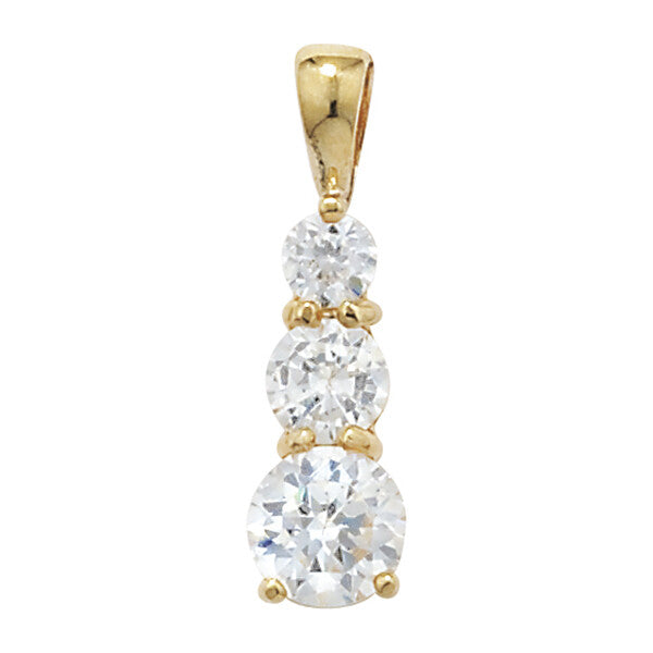 9ct Yellow Gold Trilogy Pendant Hallmarked British Made All Chain Lengths
