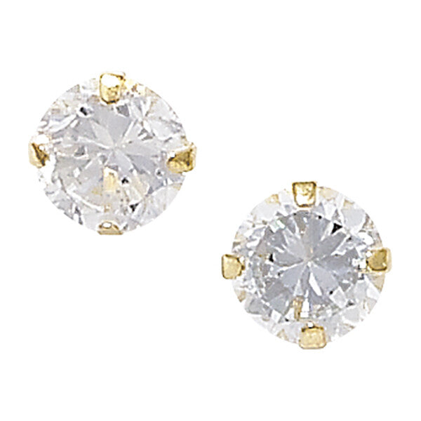 4mm Solitaire Stud Earrings Solid 9ct Yellow Gold Studs 375 Hallmarked