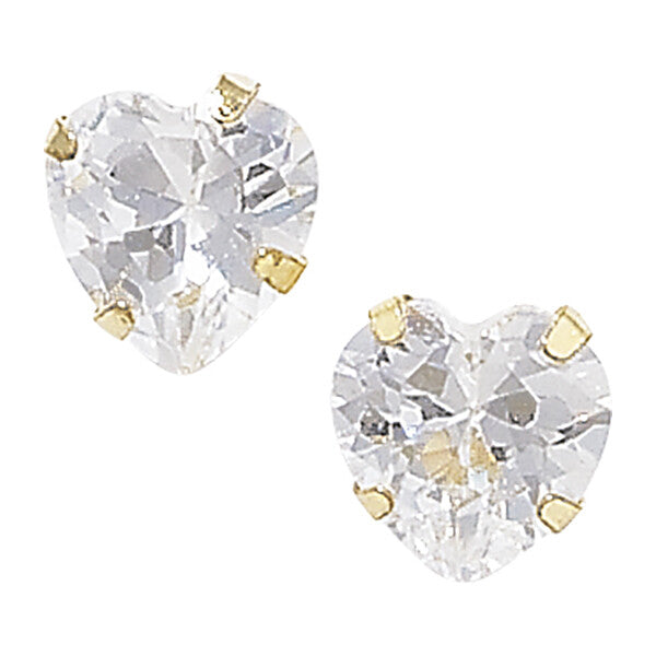 9ct Yellow Gold Heart Solitaire Earrings 375 Hallmarked British Made