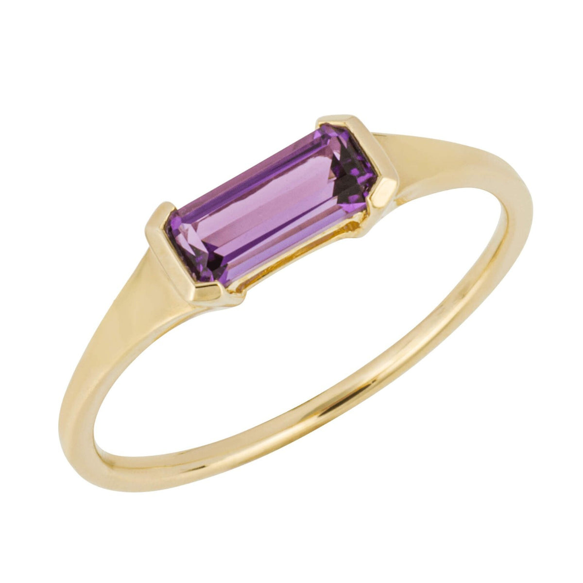 9ct Yellow Gold Elongated Amethyst Ring British Made Sizes L - Q Brand New