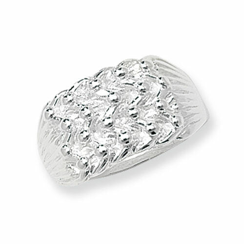 Four Row Keeper Ring Solid Sterling Silver 925 Hallmarked British Made L - Z