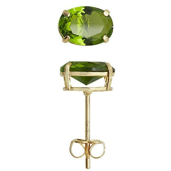 Oval Peridot Stud Earrings 9ct Yellow Gold 375 Hallmarked Brand New Boxed