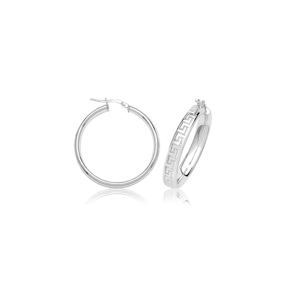 Authentic Greek Sterling Silver Hoops 925 Hallmarked 15mm - 50mm Diameter