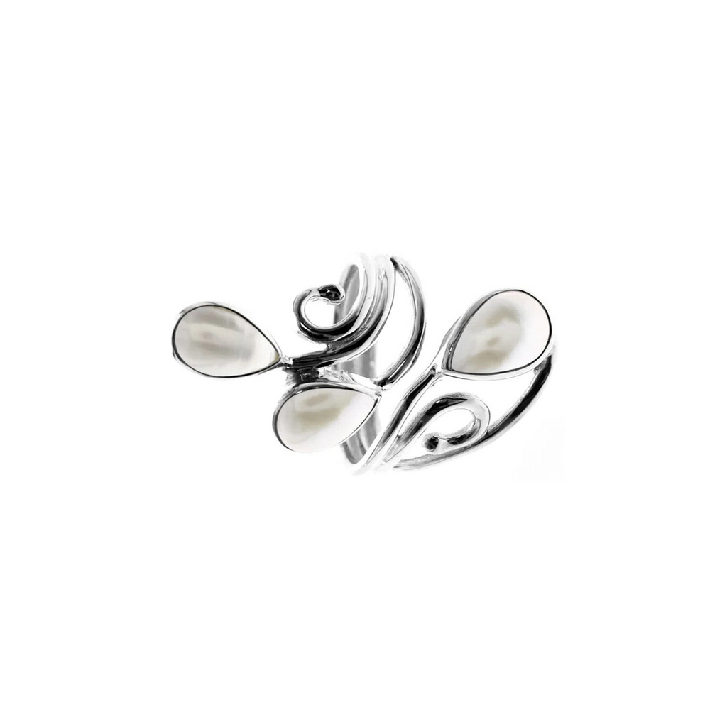 Teardrop Pearl Wrap Ring Sterling Silver 925 Hallmark British Made Size K - T