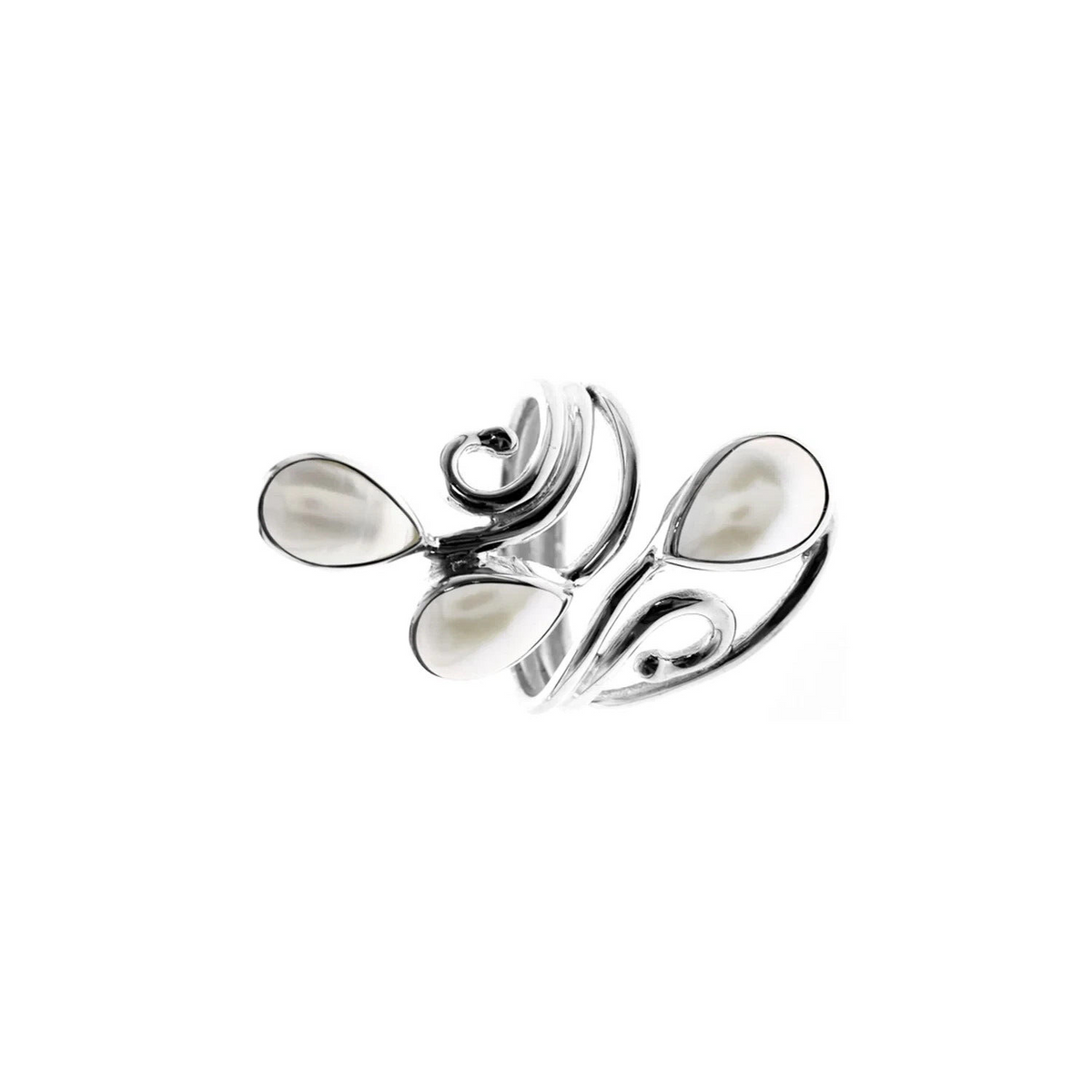 Teardrop Pearl Wrap Ring Sterling Silver 925 Hallmark British Made Size K - T