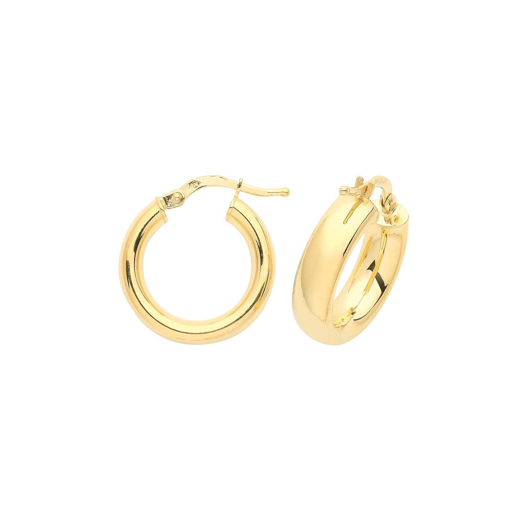 9ct Yellow Gold Hoop Earrings 375 Hallmarked 10mm - 20mm Diameter British Made