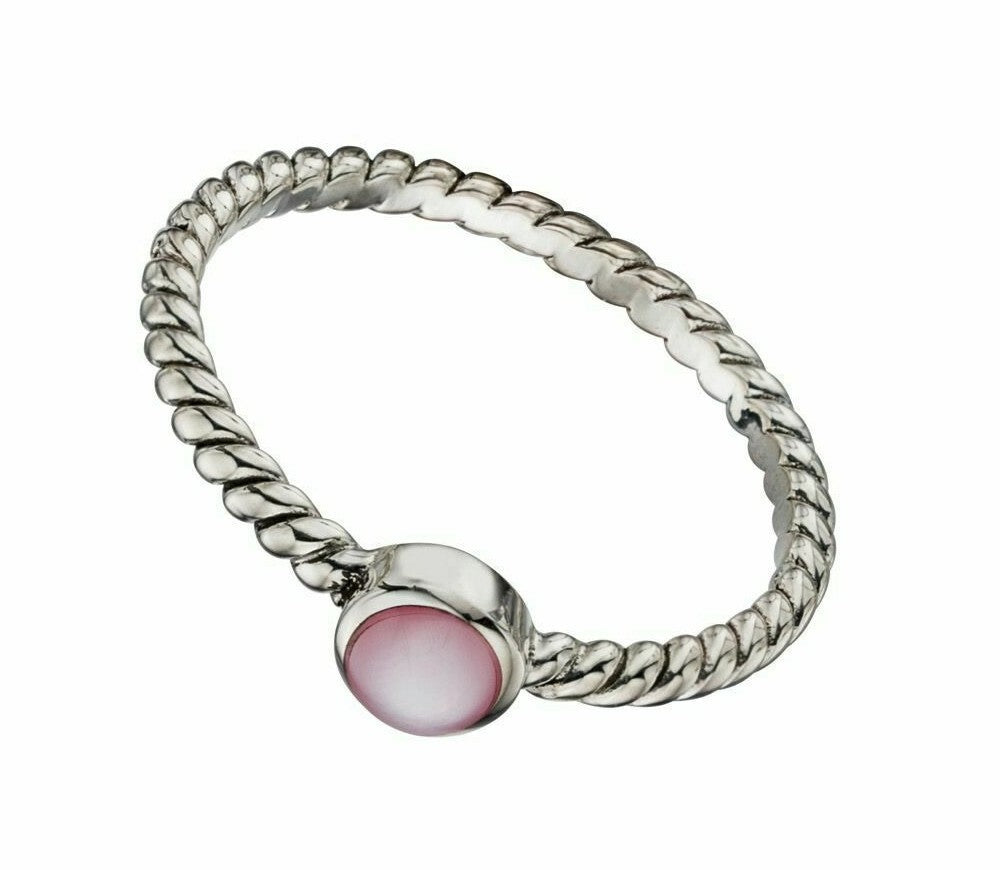 Sterling Silver Pink Mother Of Pearl Ring 925 Hallmarked Size K - S British Made