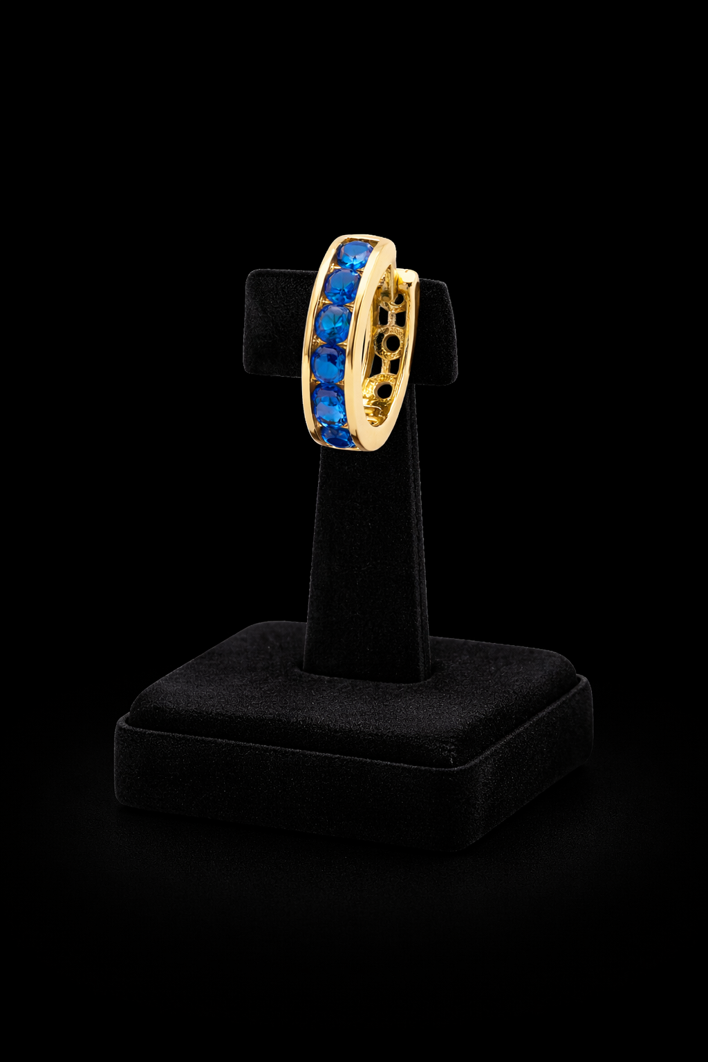 Mens 6 Sapphire Huggie Hoop Earring 9ct Yellow Gold 375 Hallmark Brand New Boxed