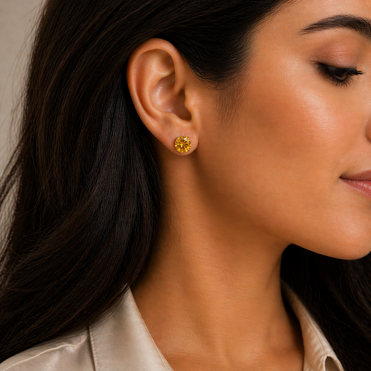 Yellow Gold Citrine Earrings Solitaire Natural Stone 375 9 Carat New Boxed