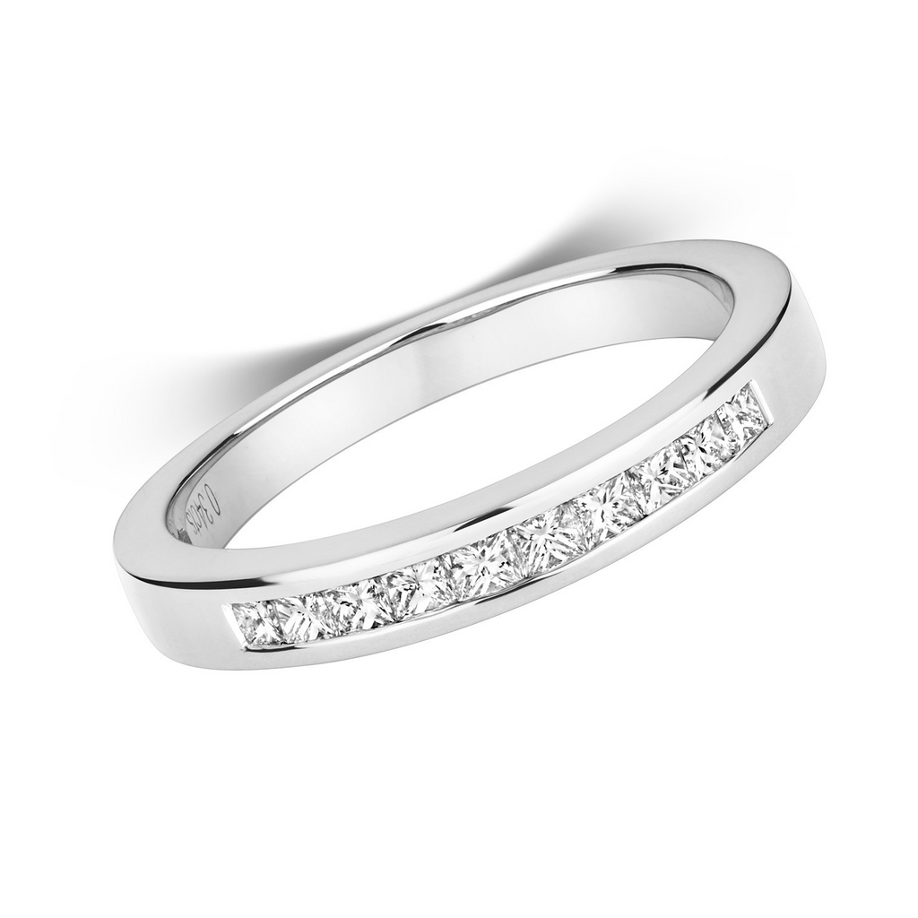 Channel Set Natural Diamond Ring 18ct White Gold 375 Hallmarked Sizes J - Q