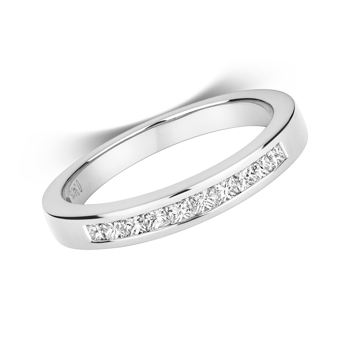 Channel Set Natural Diamond Ring 18ct White Gold 375 Hallmarked Sizes J - Q
