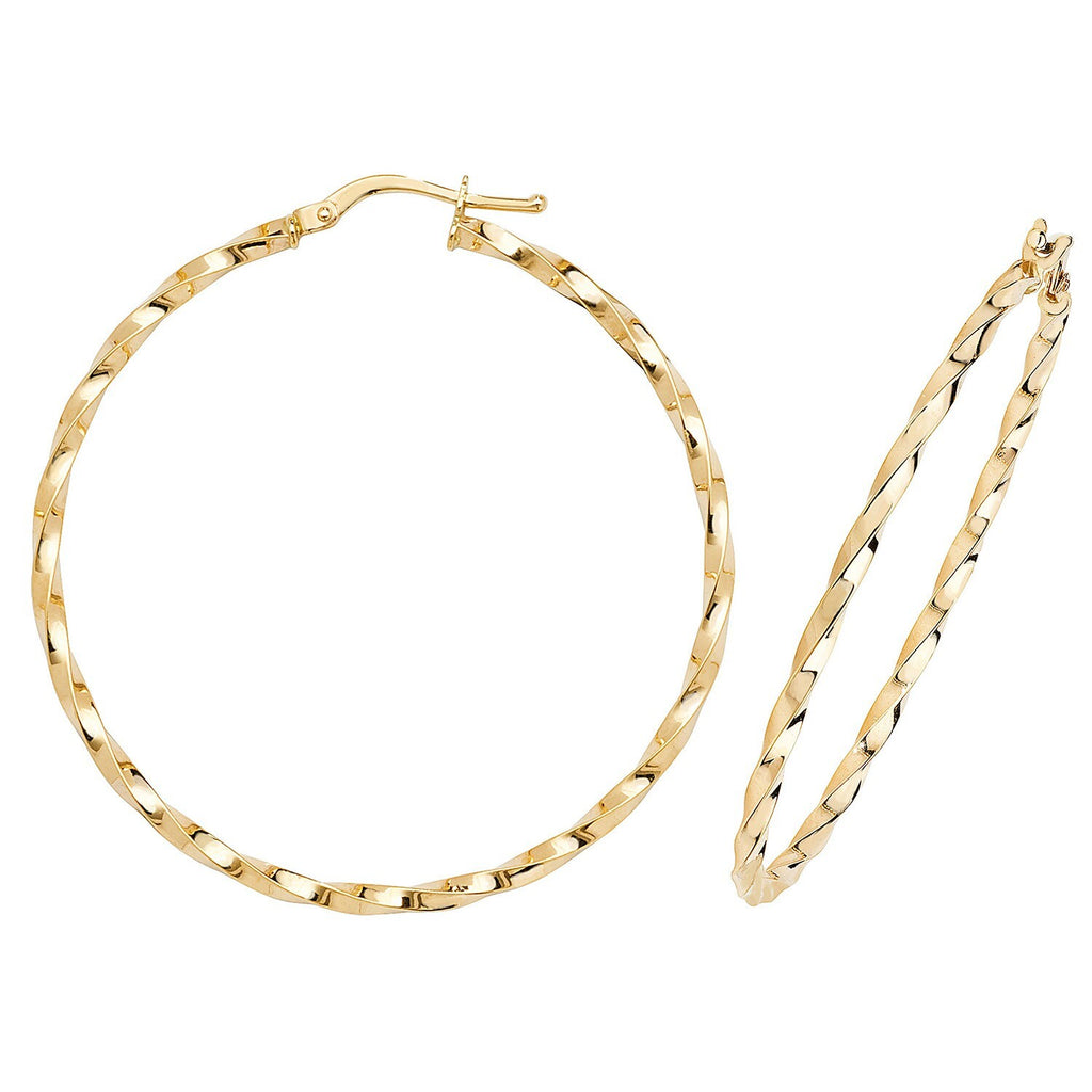 9ct Yellow Gold Twist Hoop Earrings 375 Hallmarked 8mm - 50mm Diameter