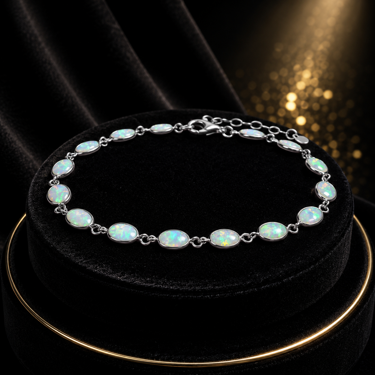 Oval Natural Opal Bracelet Sterling Silver 925 Hallmarked Brand New Boxed