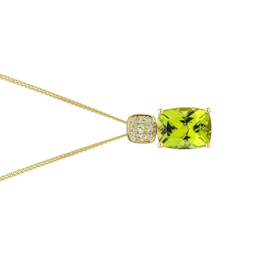 Natural Peridot & Diamond Pendant 9ct Yellow Gold 375 Hallmarked British Made