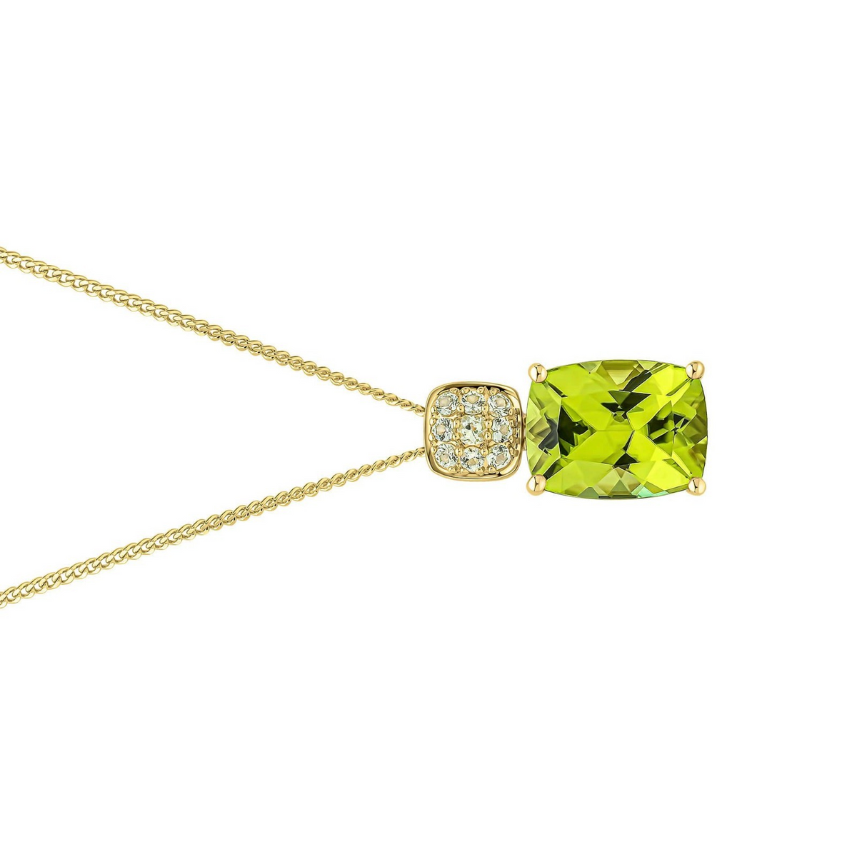 Natural Peridot & Diamond Pendant 9ct Yellow Gold 375 Hallmarked British Made