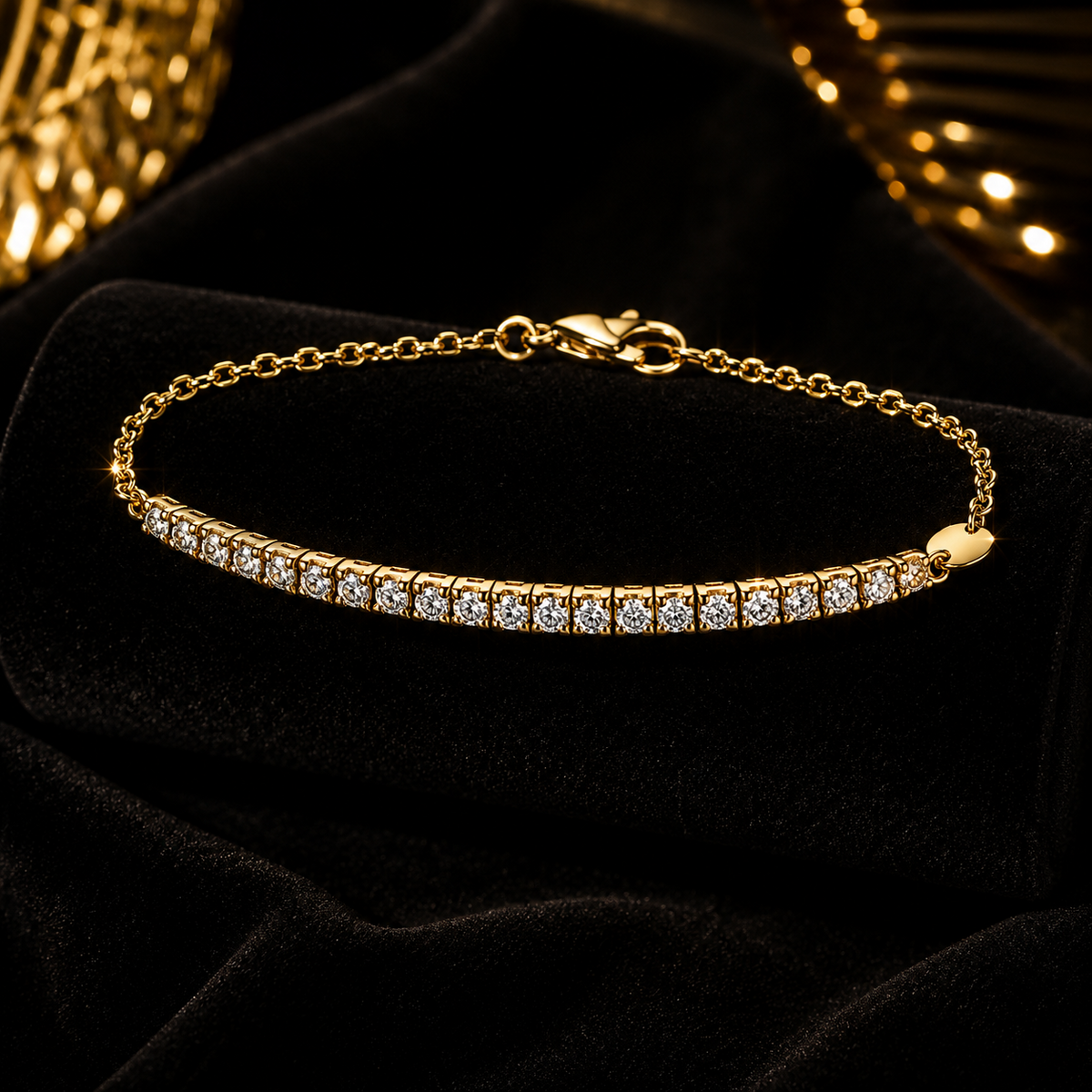 21 Natural Diamond 18ct Yellow Gold Bracelet 375 Hallmarked British Made