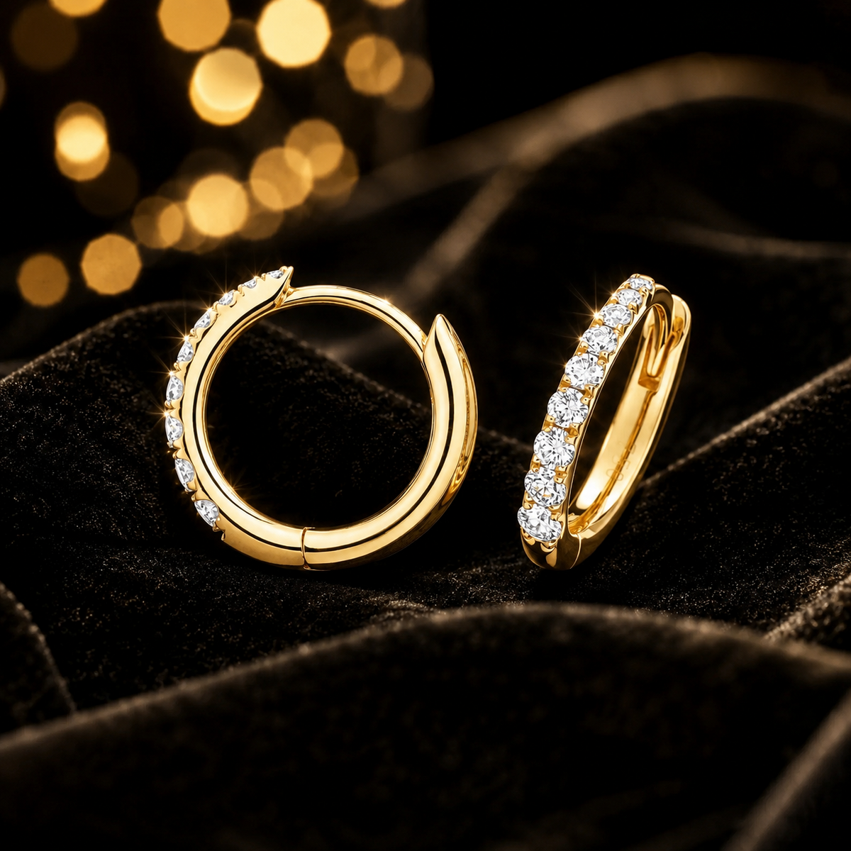 8mm Natural Diamond Hoop Earrings 18ct Yellow Gold Hallmarked British Made