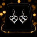 White Opal Infinity Heart Earrings Sterling Silver 925 Hallmarked British Made