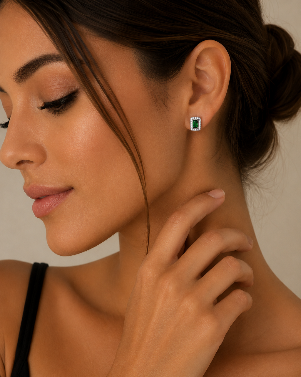 Emerald Gemstone Earrings Solid Sterling Silver 925 Hallmark Brand New Boxed