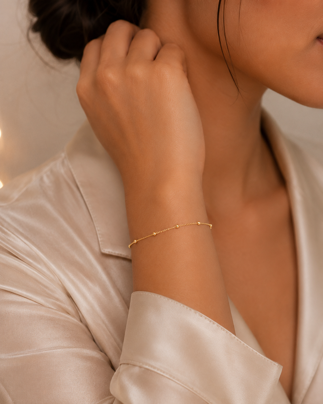 Fine Ball Station Bracelet In 9ct Yellow Gold 375 Hallmarked British Made