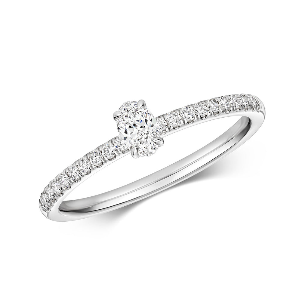 21 Natural Diamond Oval Cut Ring 18ct White Gold Hallmarked Sizes K - N