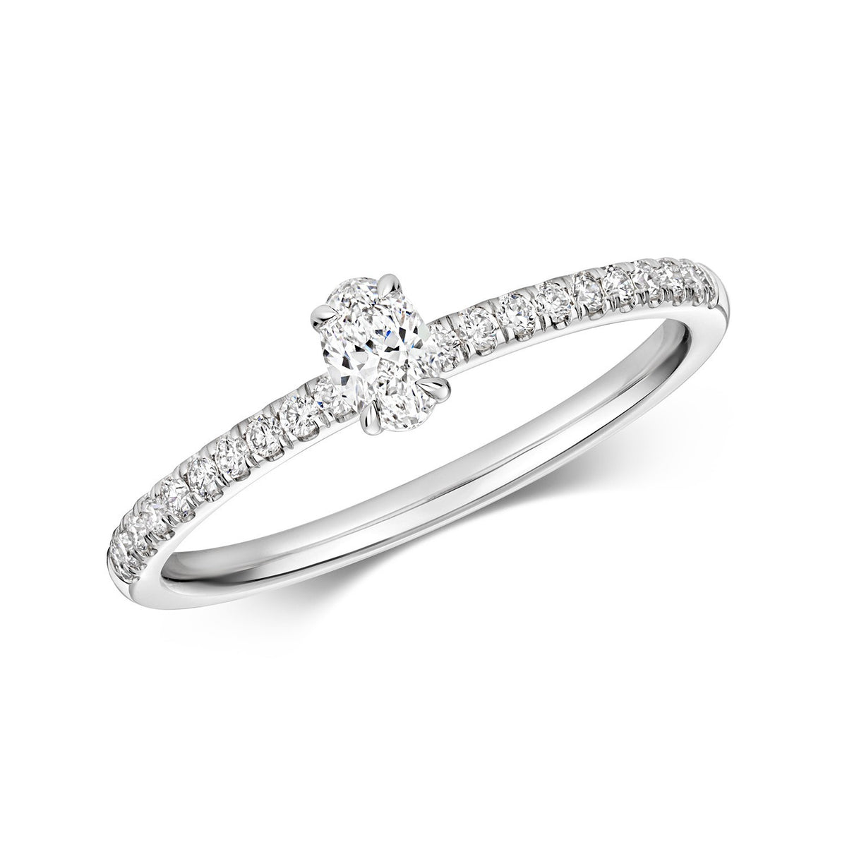 21 Natural Diamond Oval Cut Ring 18ct White Gold Hallmarked Sizes K - N