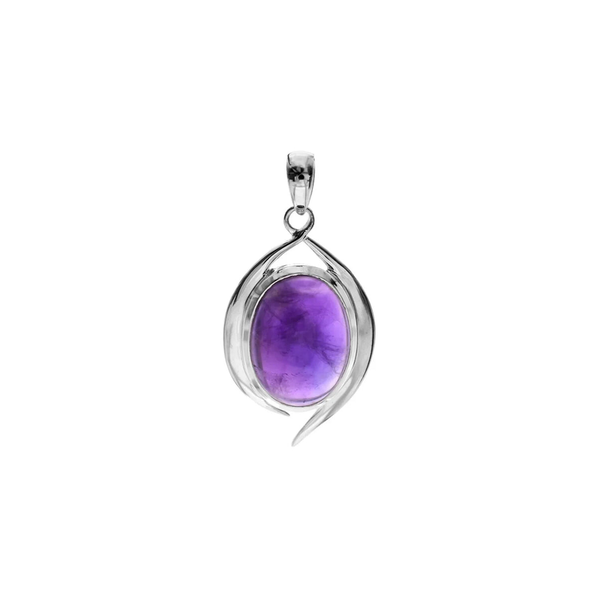 Flush Border Amethyst Pendant Sterling Silver 925 Hallmarked All Chain Lengths