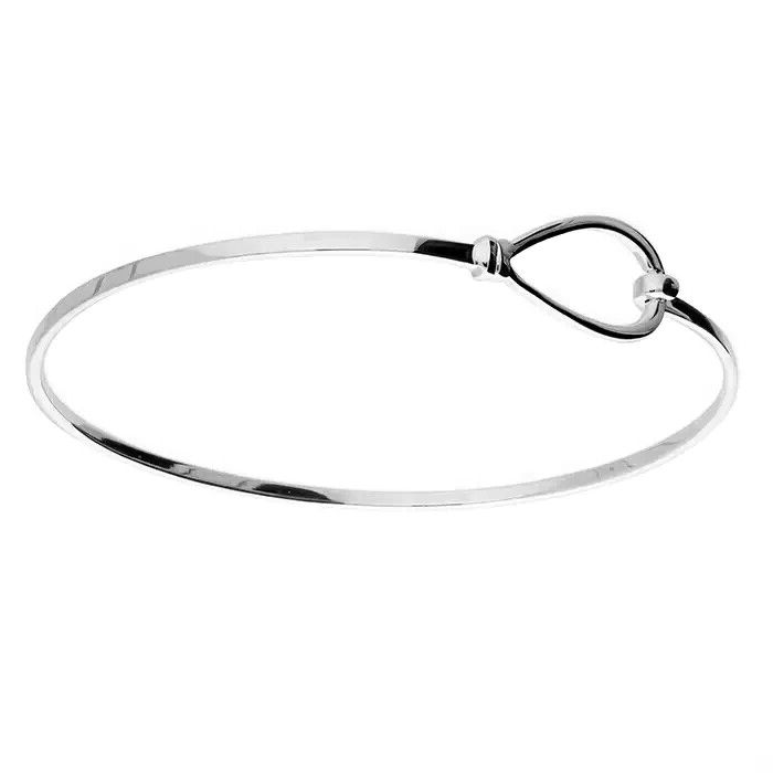 Sterling Silver Bangle Wire Sprung Hook British Made Hallmarked Brand New Boxed