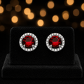 Garnet Gemstone Earrings Solid Sterling Silver 925 Hallmark Brand New Boxed