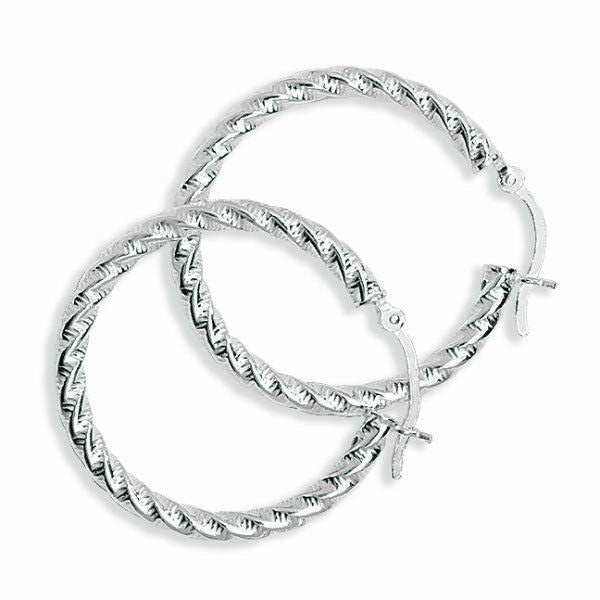 Sterling Silver Hoop Earrings 30mm 925 Hallmarked Creole Twist British Made