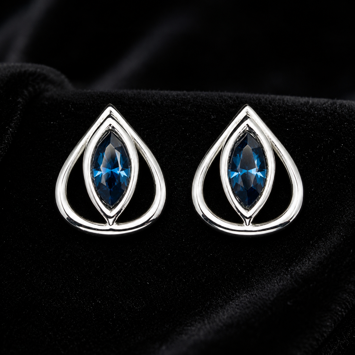 Blue Sapphire Teardrop Earrings Sterling Silver 925 Hallmarked Brand New Boxed