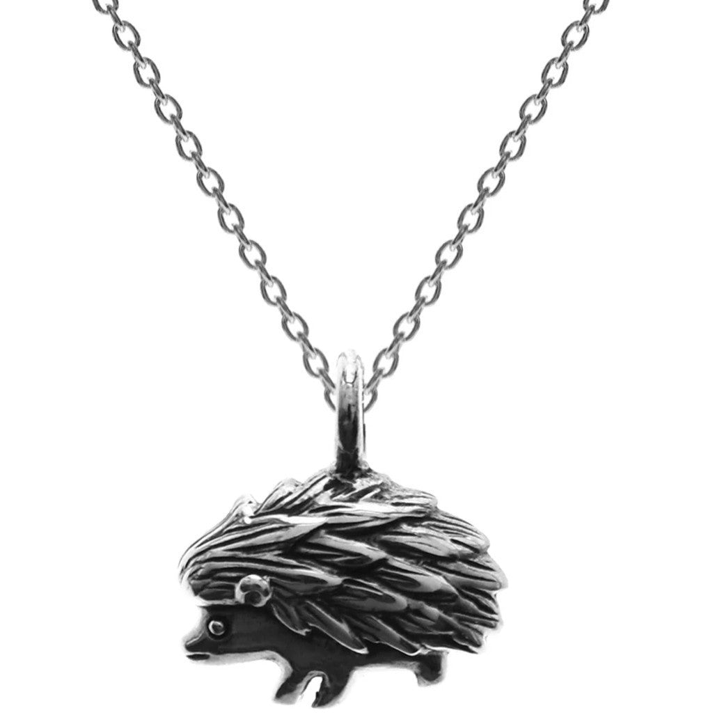 Detailed Hedgehog Necklace Solid Sterling Silver 925 Hallmarked British Made