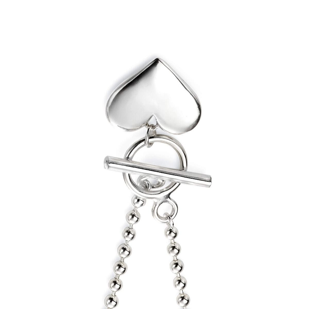 Ball Chain Heart Necklace 925 Sterling Silver Hallmarked British Made Brand New