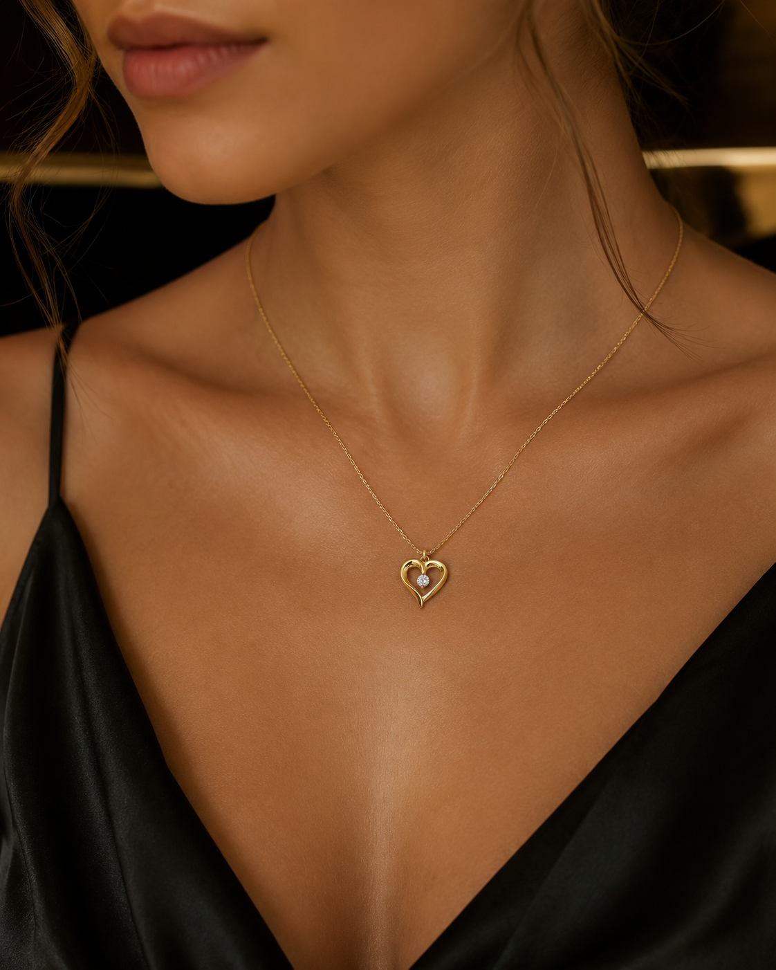 Floating Heart 9ct Yellow Gold Pendant 375 Hallmarked All Chain Lengths