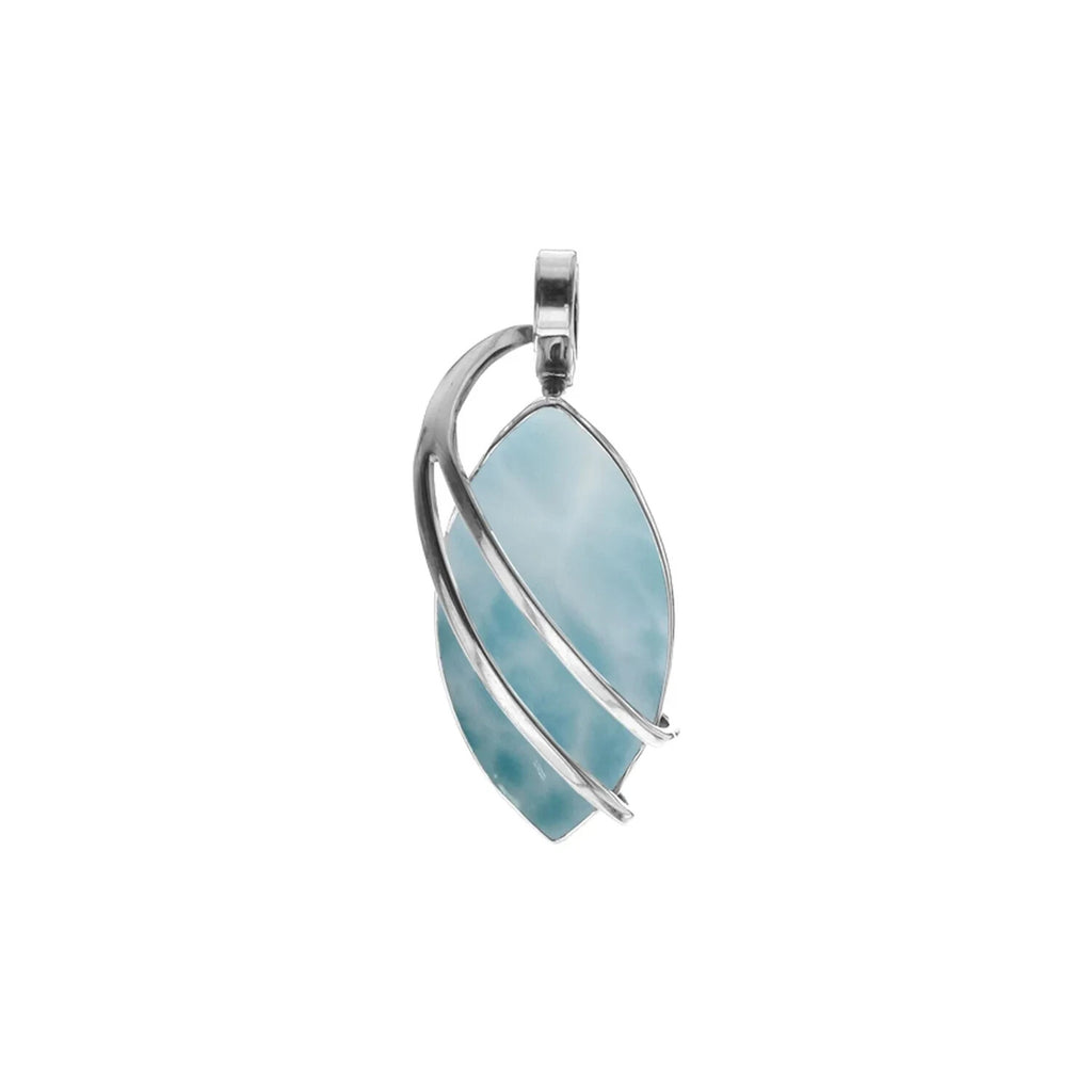 Strand Oval Blue Larimar Pendant Sterling Silver 925 Hallmark All Chain Lengths