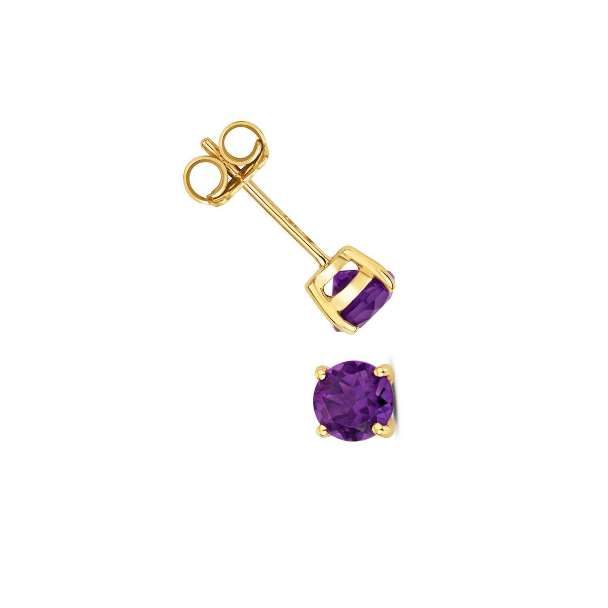 Yellow Gold 4 Claw Amethyst Earrings 9ct 375 Hallmarked New Boxed British Made
