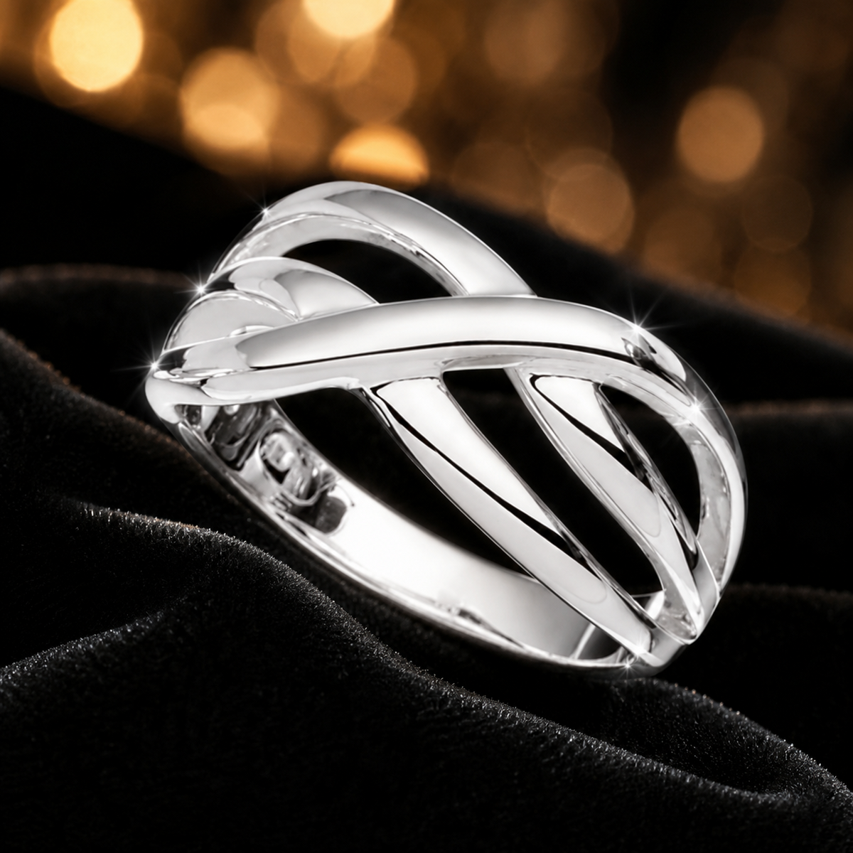 Sterling Silver Crossover Ring 925 Hallmarked Size K - S British Made