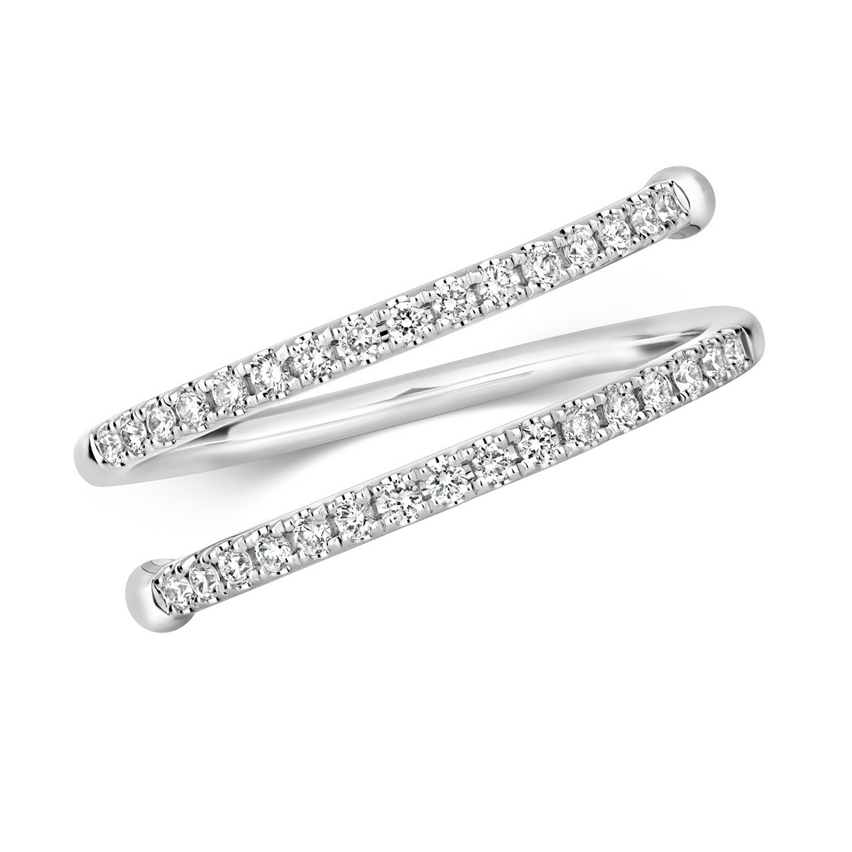 32 Natural Diamond Sprial Wrap Ring 18ct White Gold Hallmarked Sizes J - Q