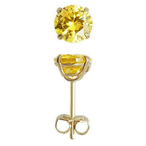 Yellow Gold Citrine Earrings Solitaire Natural Stone 375 9 Carat New Boxed