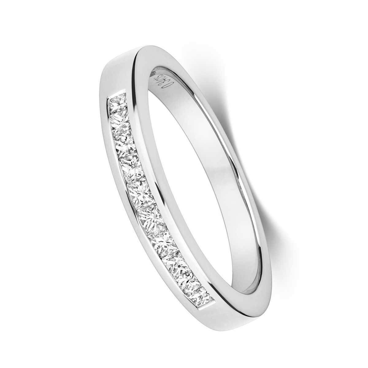 Channel Set Natural Diamond Ring 18ct White Gold 375 Hallmarked Sizes J - Q