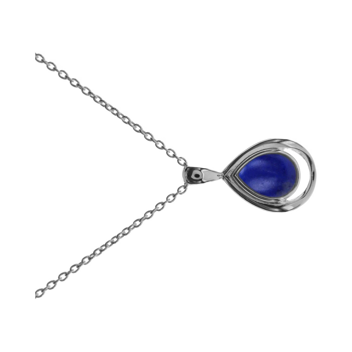 Teardrop Lapis Lazuli Necklace Solid Sterling Silver 925 Hallmarked British Made