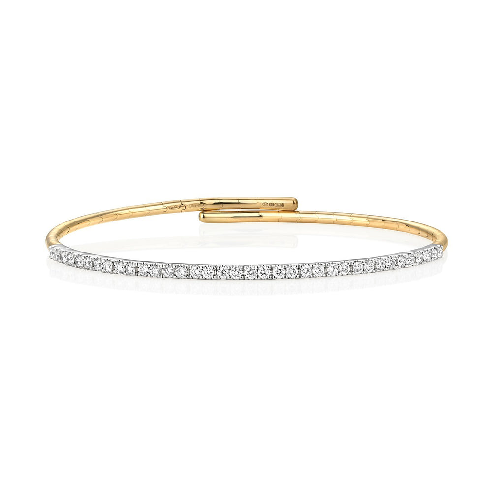 36 Natural Diamond 18ct Yellow Gold Flexible Bangle 375 Hallmarked British Made
