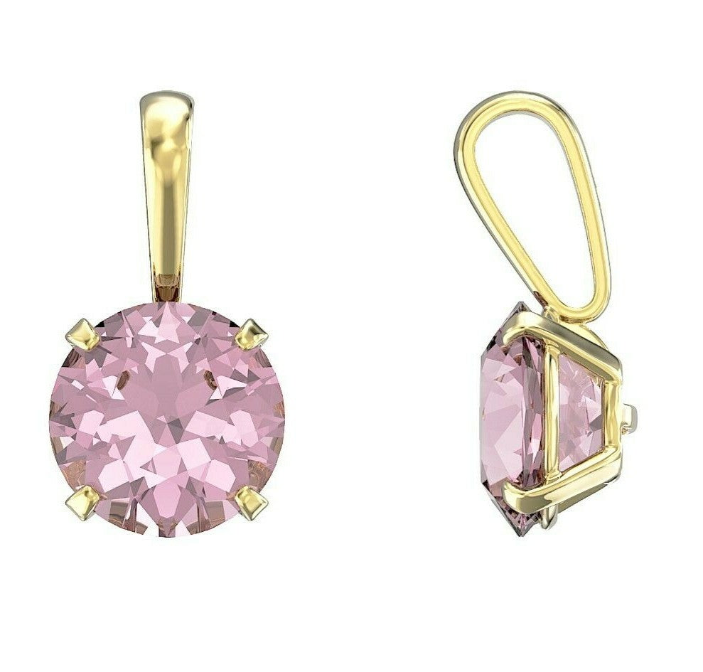 Yellow Gold Pink Topaz Pendant Hallmarked British Made All Chain Lengths