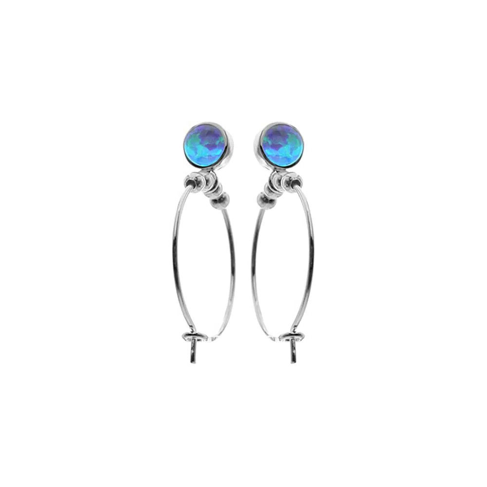 Angelica Blue Opal Hoop Earrings Sterling Silver 925 Hallmarked Brand New Boxed