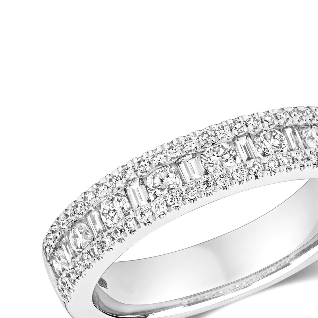 67 Natural Diamond Baguette Band Ring 18ct White Gold Hallmarked Sizes J - Q
