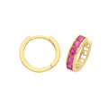 Mens 6 Ruby Huggie Hoop Earring 9ct Yellow Gold 375 Hallmarked Brand New Boxed