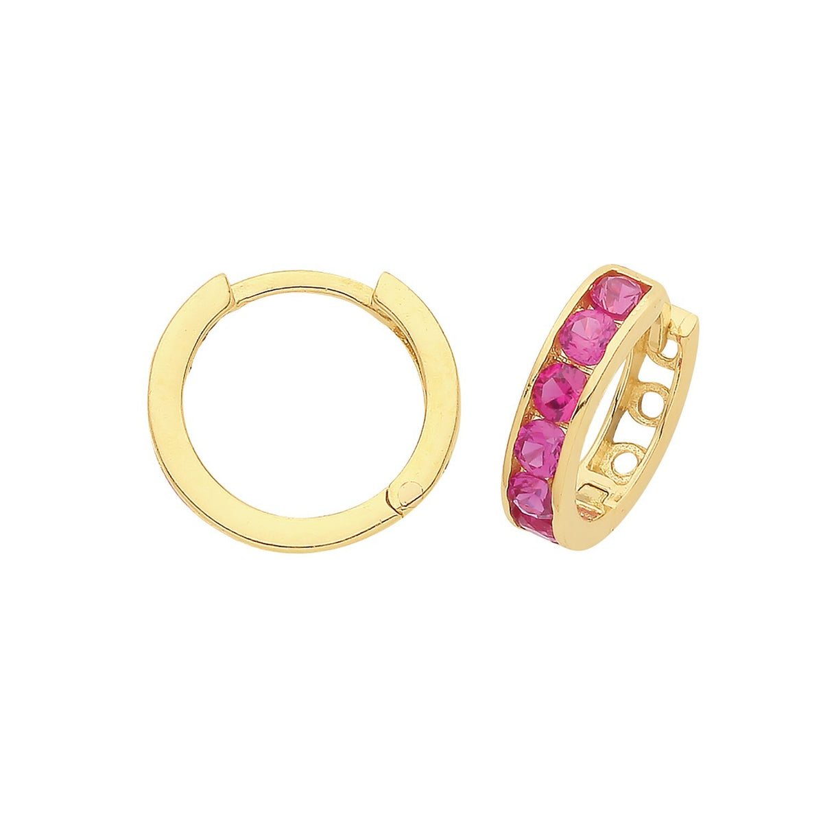 Mens 6 Ruby Huggie Hoop Earring 9ct Yellow Gold 375 Hallmarked Brand New Boxed