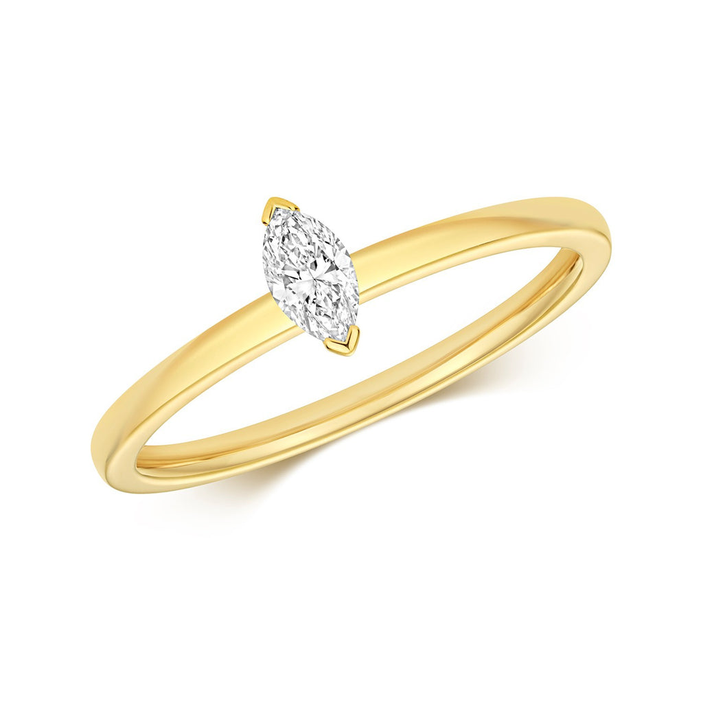 1 Natural Diamond Marquise Cut Ring 18ct Yellow Gold Hallmarked Sizes K - N